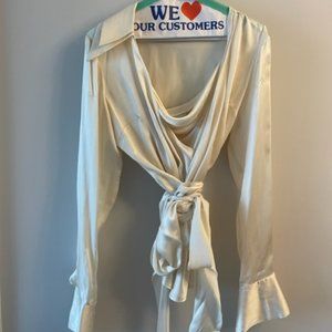 Anne Fontaine Ivory Silk Wrap Blouse & Ivory Silk Shell Size 2 Womens (Set)